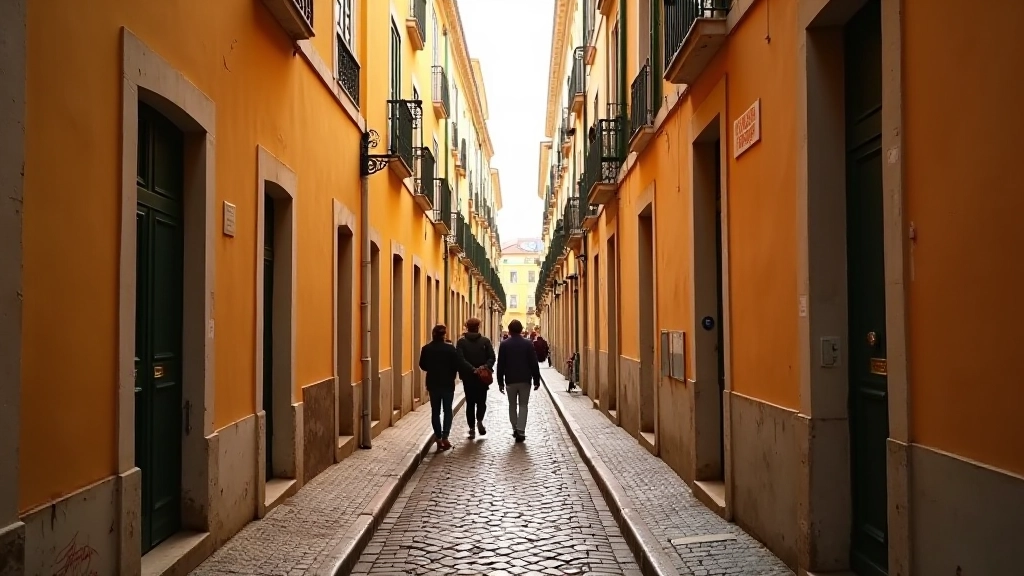 Historic cobblestone streets in Lisbon