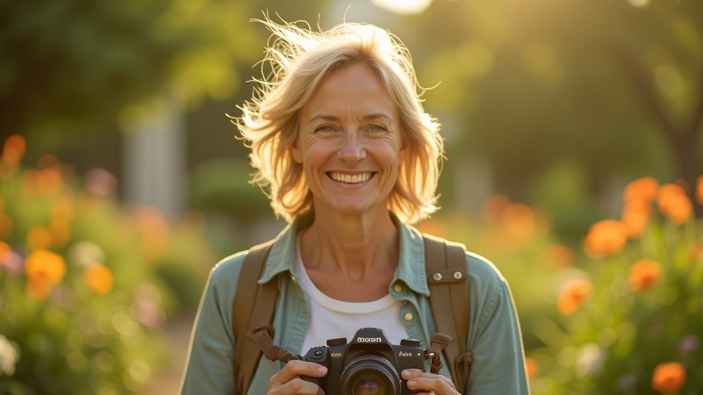 Person holding camera photographing flowering plants in botanical garden setting